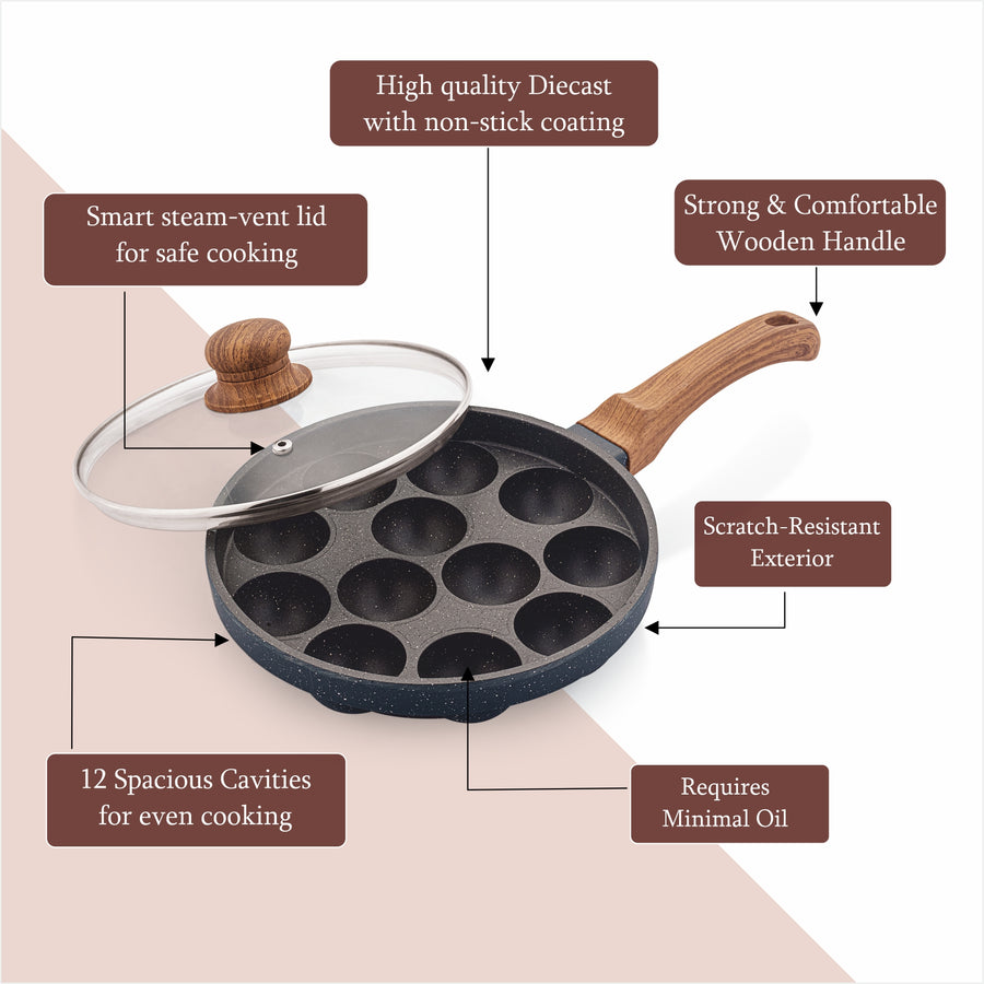 Appam Patra with Long Handle and Glass Lid