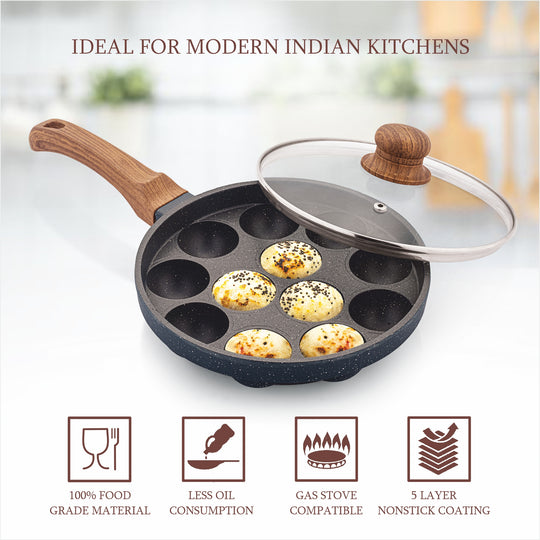 Appam Patra with Long Handle and Glass Lid
