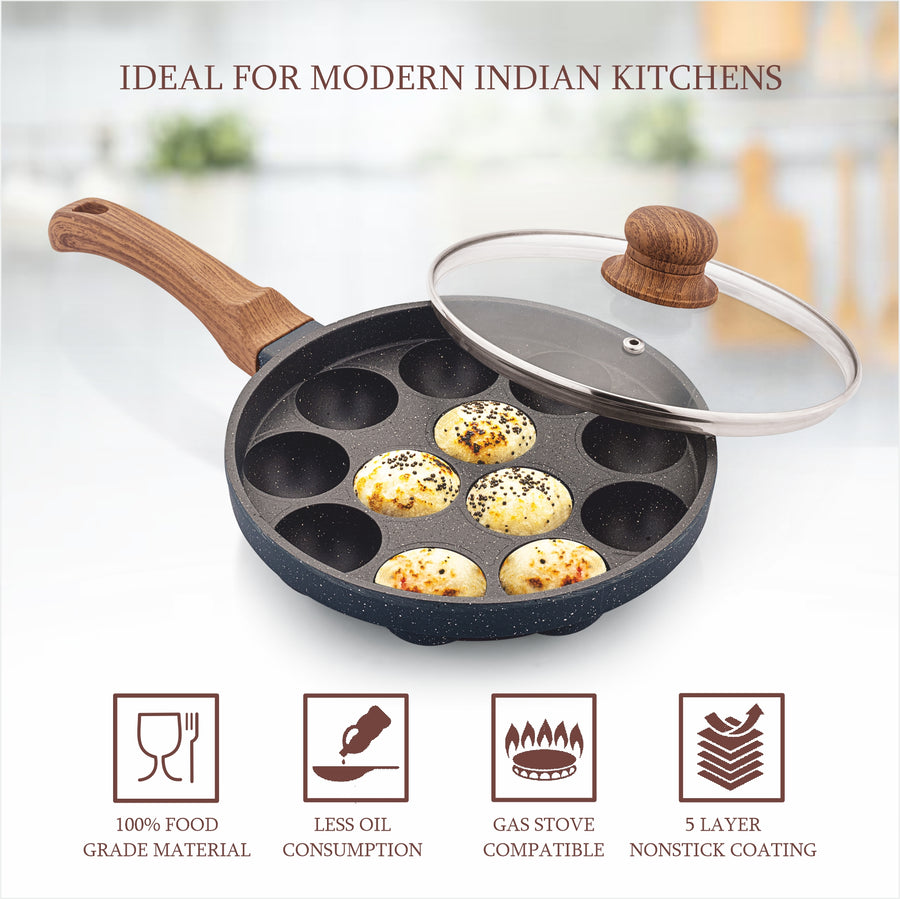 Appam Patra with Long Handle and Glass Lid