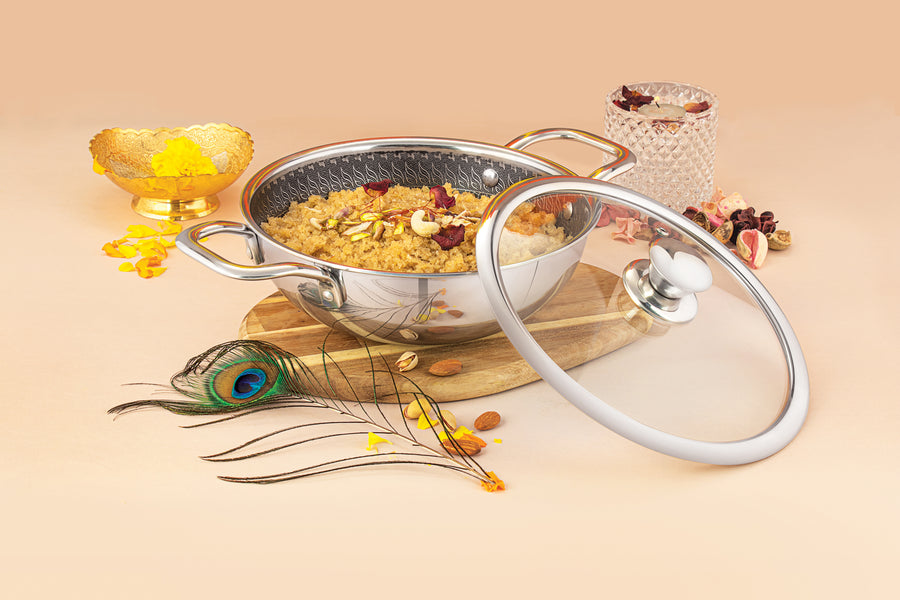 Honeycomb Kadhai with Glass Lid